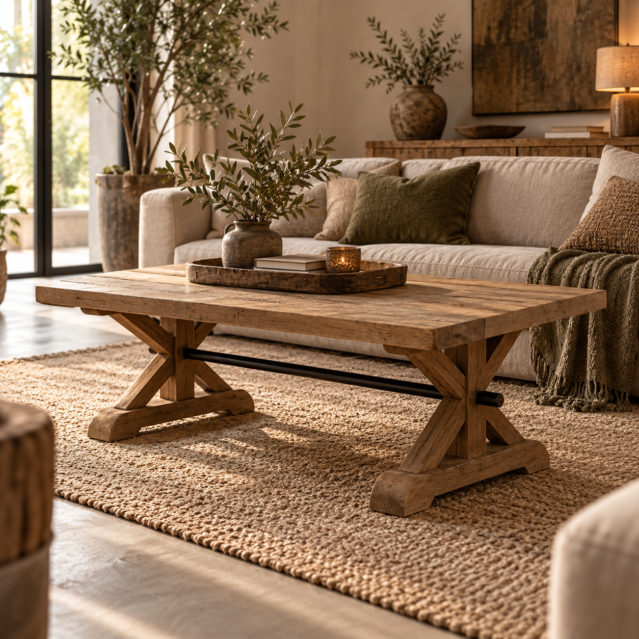 Rene Houtman Salontafel Balok Kloosterpoot Blok Hardhout - B130 x D85 x H45 Cm