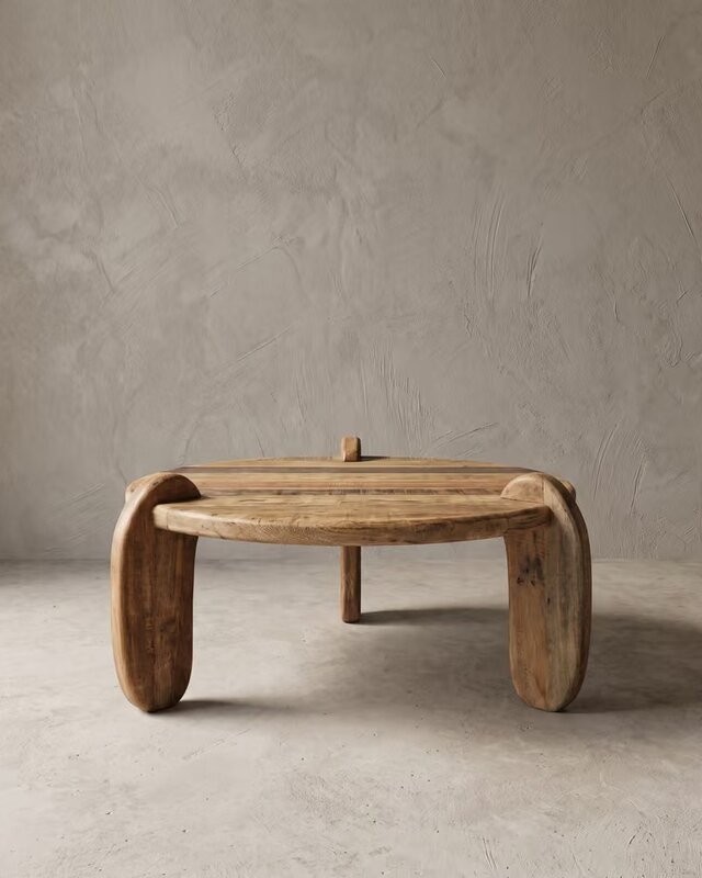 Rene Houtman Salontafel Balok Rond Japandi Set Van 3 Stuks Hout - 60, 80, 100 Cm