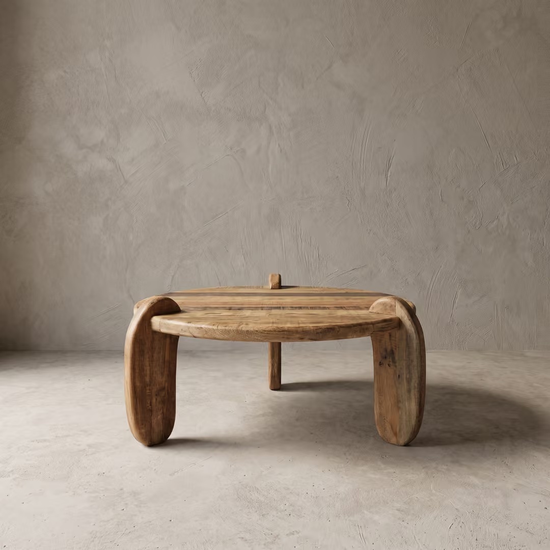Rene Houtman Salontafel Balok Rond Japandi Set Van 3 Stuks Hout - 60, 80, 100 Cm