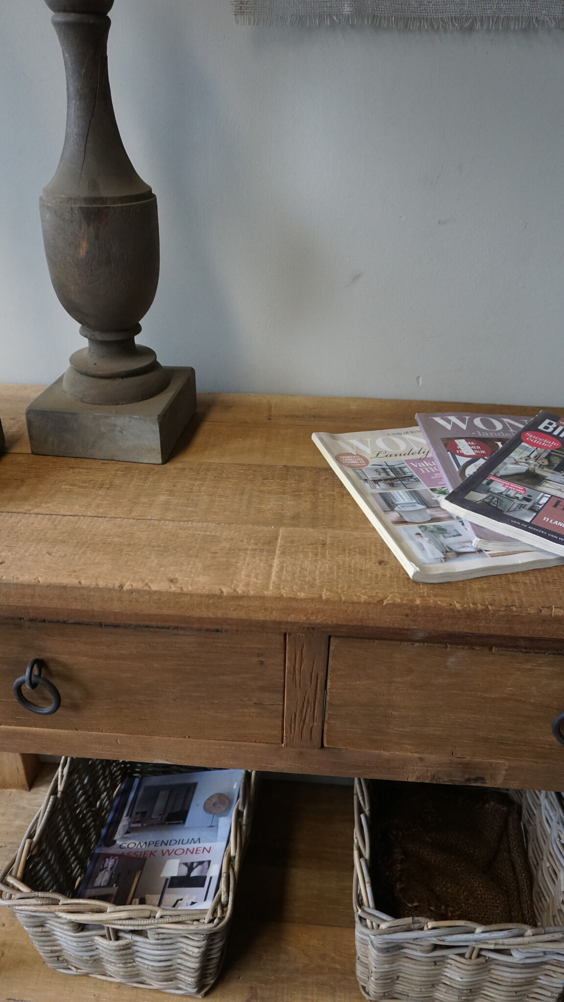 Rene Houtman Sidetable | Naturel | Oud Hout | 3 Lades | H90,5xB175xD45 cm
