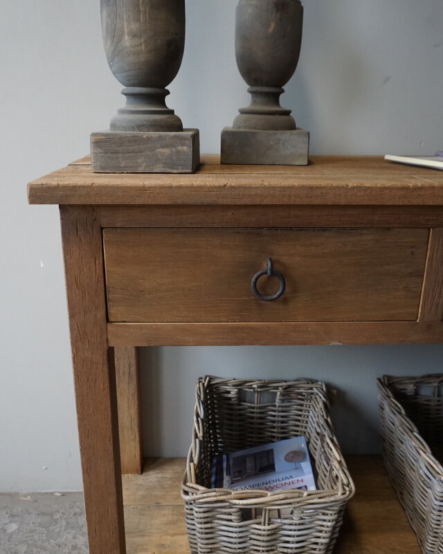 Rene Houtman Sidetable | Naturel | Oud Hout | 3 Lades | H90,5xB175xD45 cm