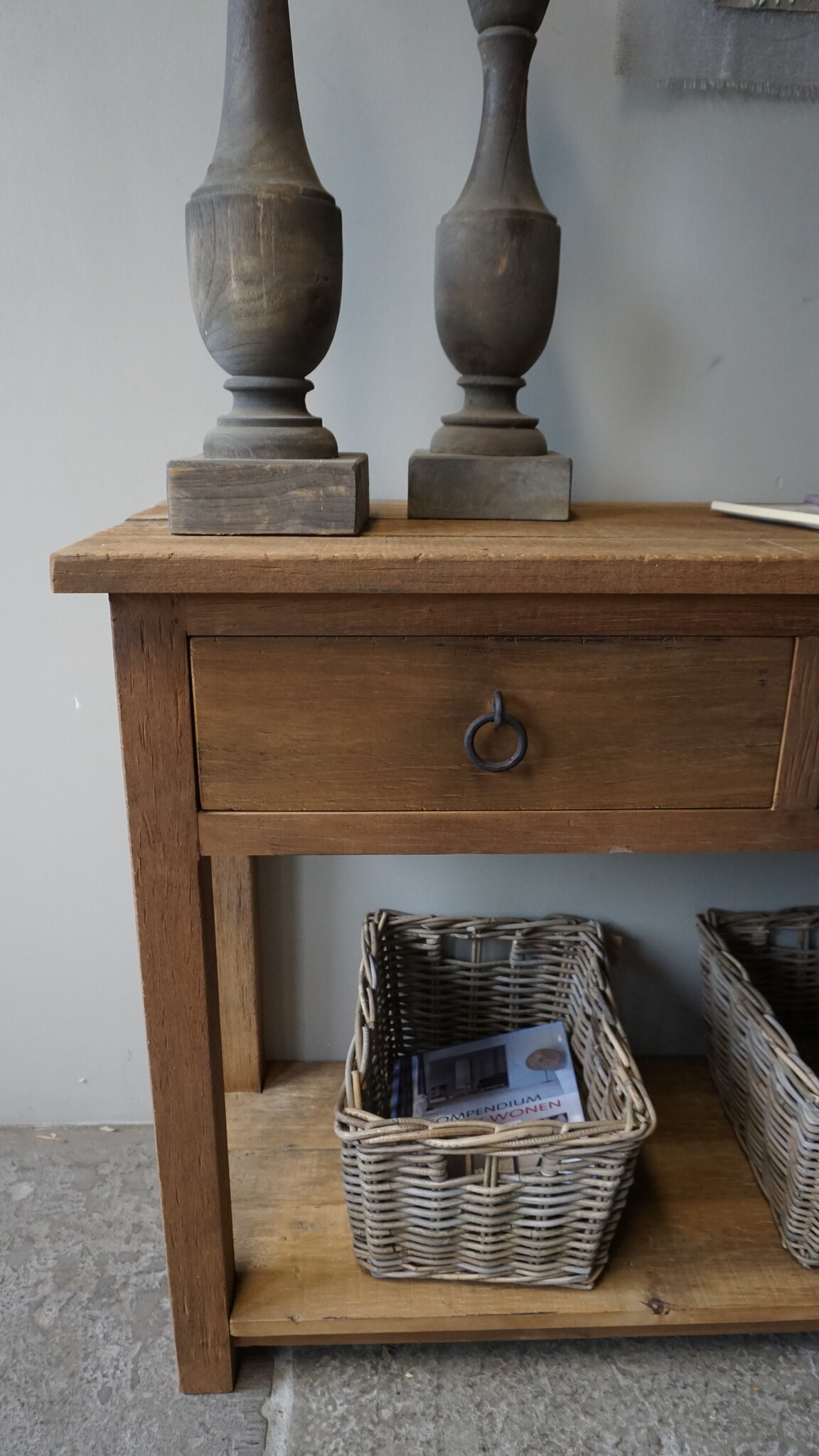 Rene Houtman Sidetable | Naturel | Oud Hout | 3 Lades | H90,5xB175xD45 cm