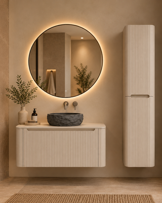 Rene Houtman Badkamerkast Sulora | Mat Beige | 160x40x35 cm