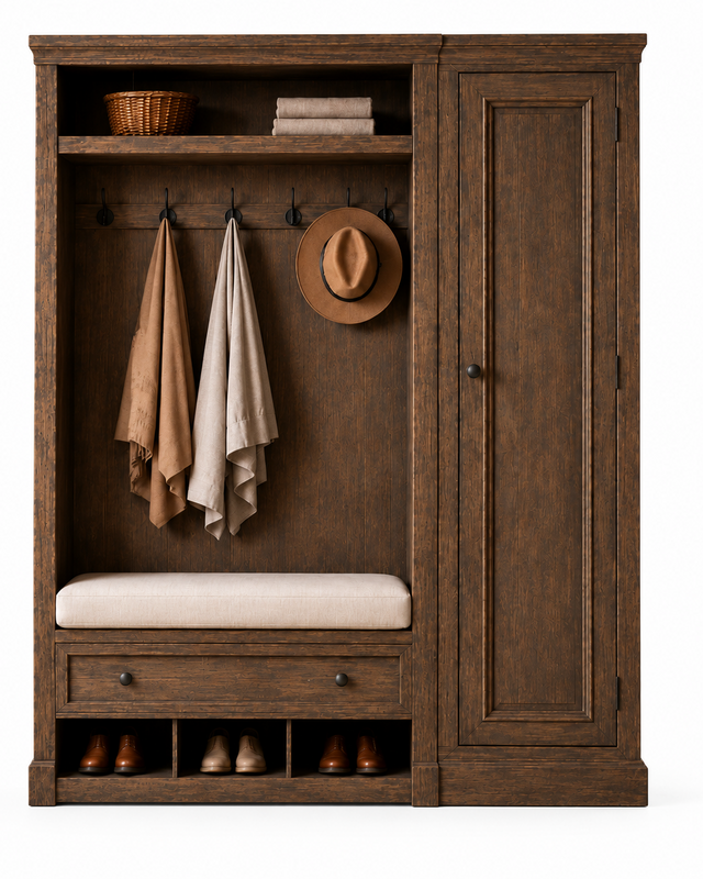 Rene Houtman Halkast Gangkast Zwolle H205 x B160 x D45 Cm 1 deur, 1 lade, kapstok, schoenenkast