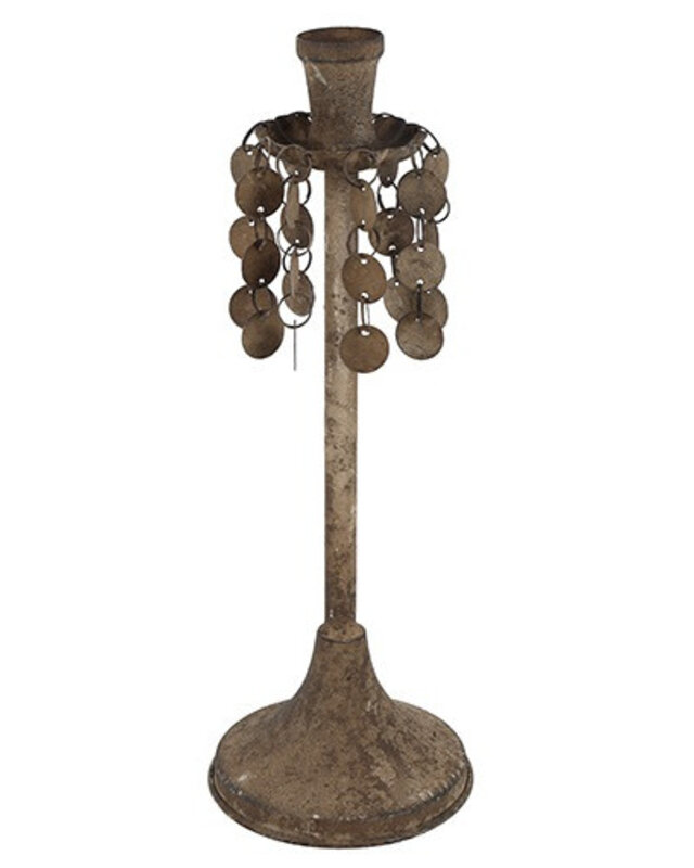 Rene Houtman Kandelaar met Hangende Ornamenten – Roest – H33 x B11,5 x D11,5 cm