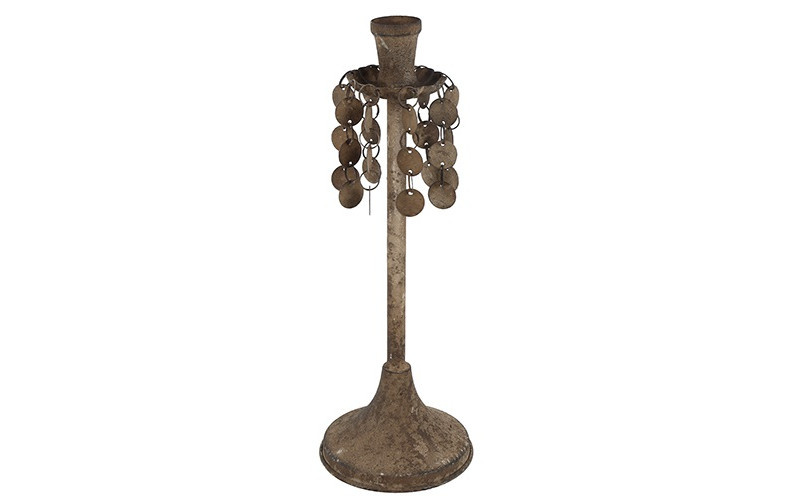Rene Houtman Kandelaar met Hangende Ornamenten – Roest – H33 x B11,5 x D11,5 cm