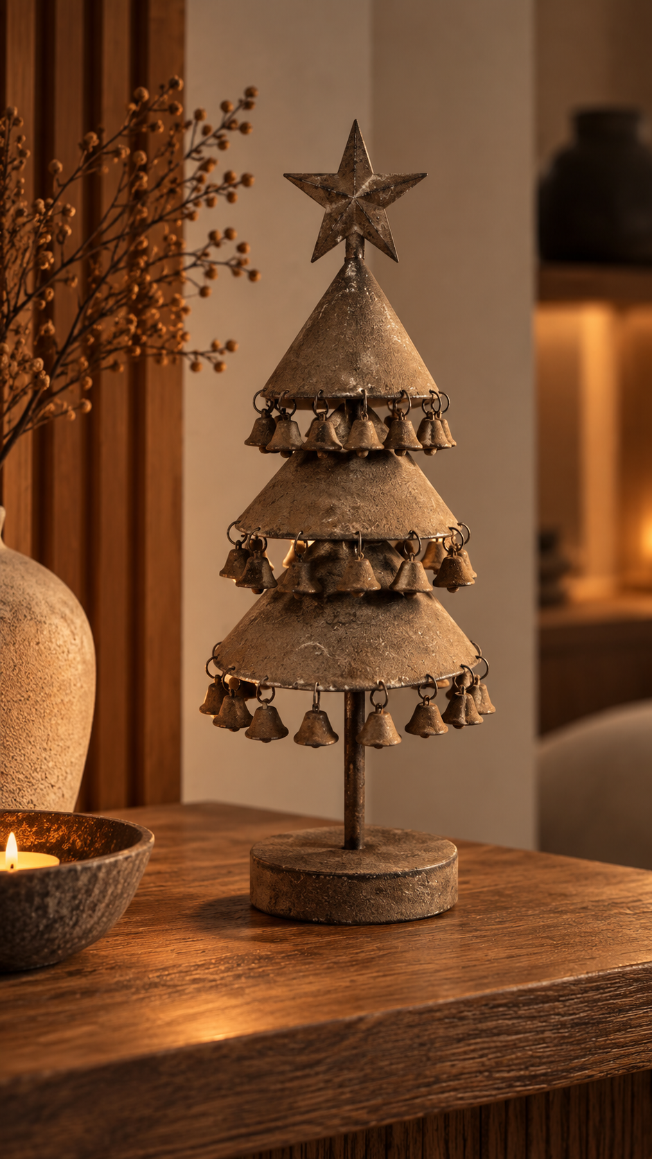 Rene Houtman Kerstboom met Belletjes – Roest – H40 x B16 x D16 cm