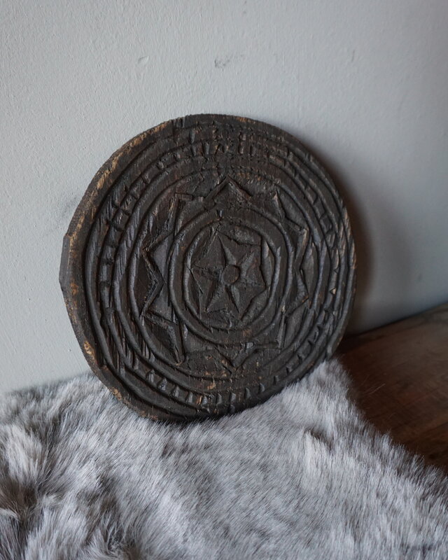 Rene Houtman Houten Mandala Onderzetter / Schaal – Donkerbruin – Ø19,5 x H2 cm