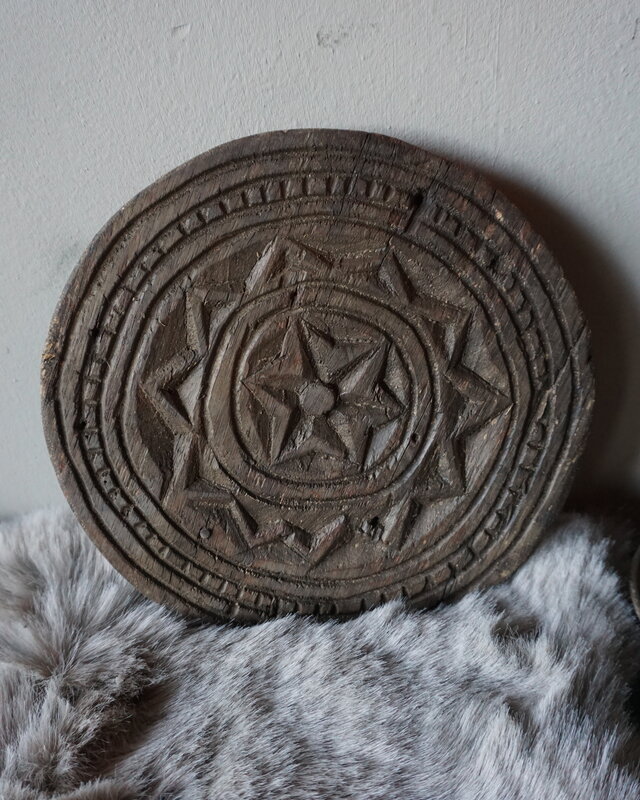 Rene Houtman Houten Mandala Onderzetter / Schaal – Donkerbruin – Ø19,5 x H2 cm
