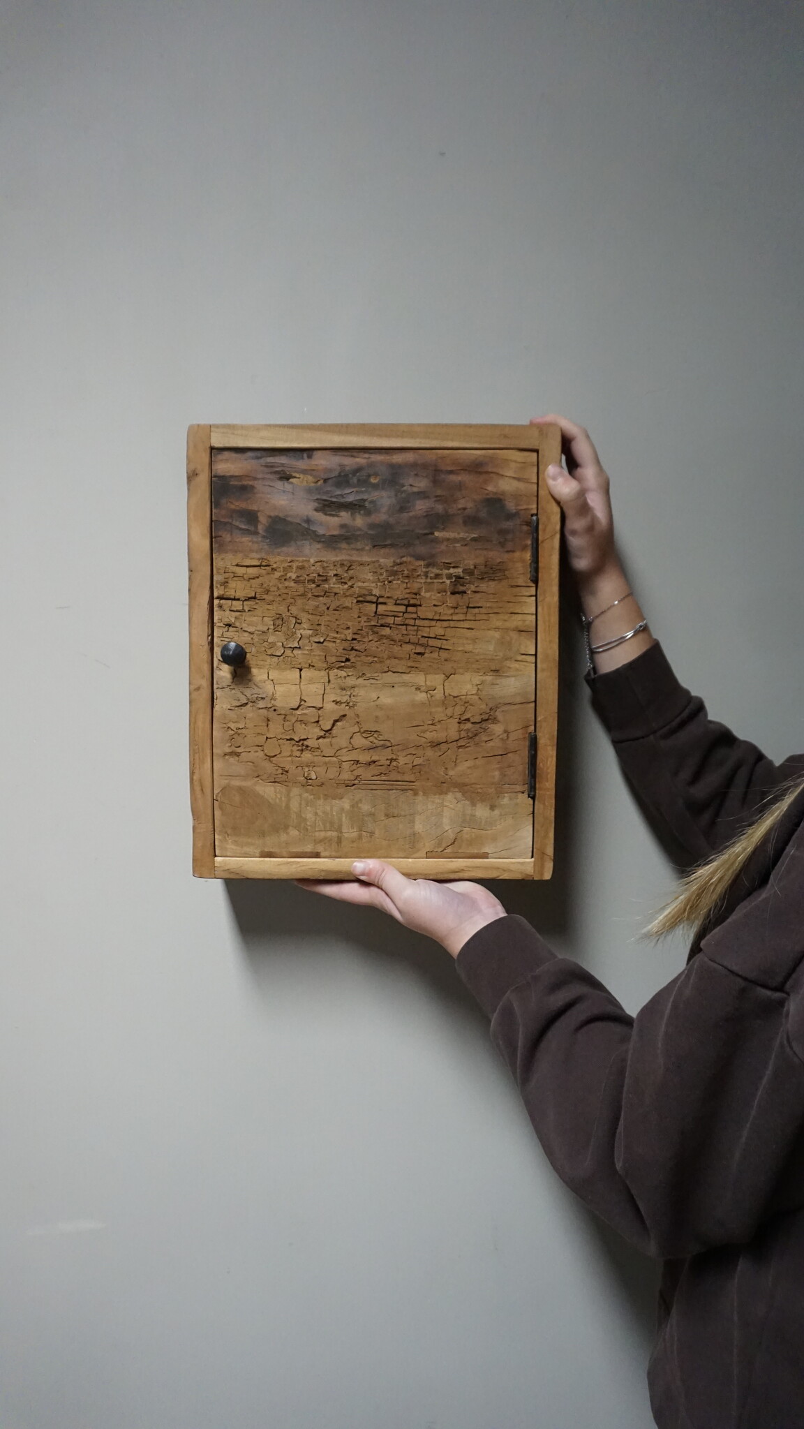 Rene Houtman Sleutelkast Oud Hout – Naturel – 37 x 30 x 10 cm (H x B x D)