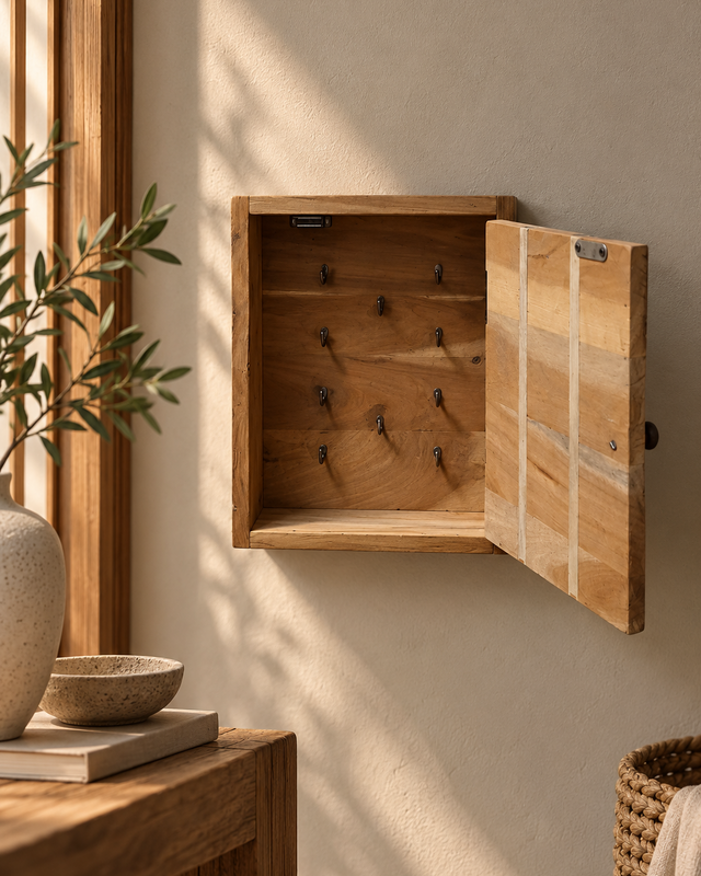 Rene Houtman Sleutelkast Oud Hout – Naturel – 37 x 30 x 10 cm (H x B x D)