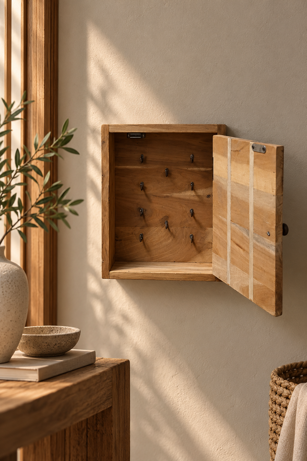 Rene Houtman Sleutelkast Oud Hout – Naturel – 37 x 30 x 10 cm (H x B x D)