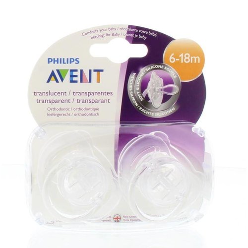 Avent Fopspeen 6-18M transparant (2st)