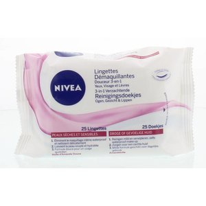 Nivea 3 in 1 reinigingsdoekjes droge/gevoelige huid (25st)