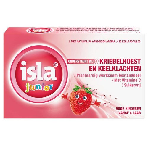 Isla Junior keelpastilles aardbei (20tb)