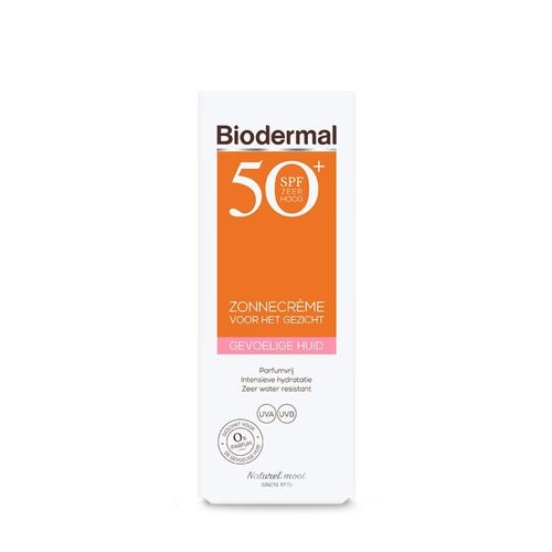 Biodermal Zonnecreme gezicht SPF50+ gevoelige huid (50ml)