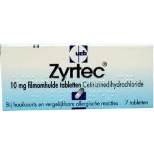 Zyrtec Cetirizine 10 mg Hooikoorts/Allergie (7tb)