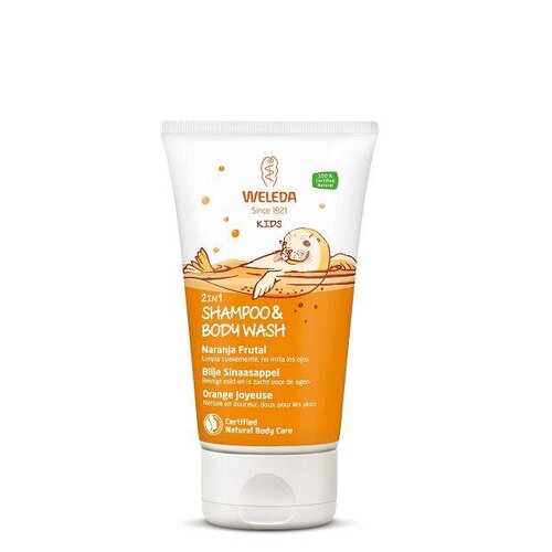 Weleda Kids 2in1 shampoo & body wash blije sinaasappel (150ml)