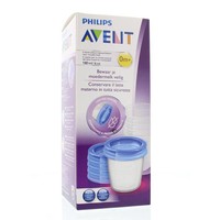 Avent Via voorraadbeker moedermelk 5 stuks + deksel (180ml)