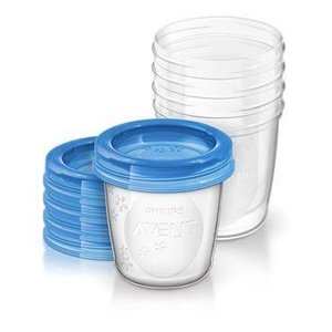 Avent Via voorraadbeker moedermelk 5 stuks + deksel (240ml)