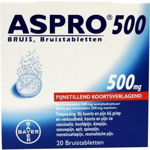 Acetylsalicylzuur bruis 500 mg (20tb)