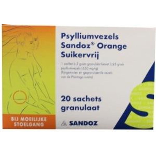 Sandoz Psylliumvezels granul Suikervrij Bij Obstipatie (20sach)