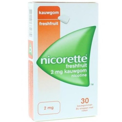 Nicorette Kauwgom 2 mg freshfruit (30st)