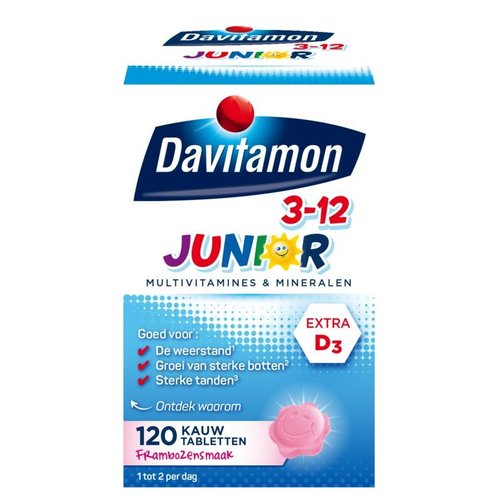 Davitamon Junior 3+ framboos (120kt)