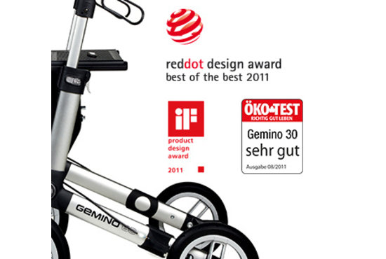 Gemino Gemino 60 M zilver rollator met extra grote wielen