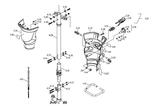 Excel Stuur stang (incl. kruiskoppeling) Nr.4.09-4.20 Galaxy Plus  - Tweedehands