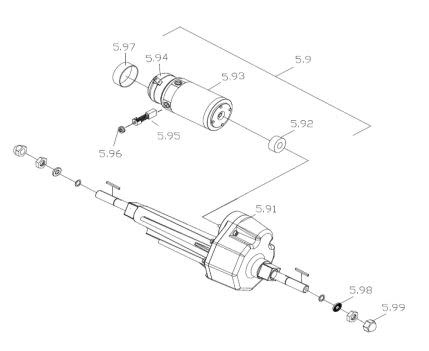Excel Transaxle ass’y, M405X-10 (incl. motor) revisie Galaxy Plus  - Tweedehands afbeelding