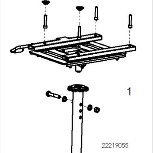 Stoelplaat incl. stoel poot en montage materiaal Sterling S400, S425 en S700