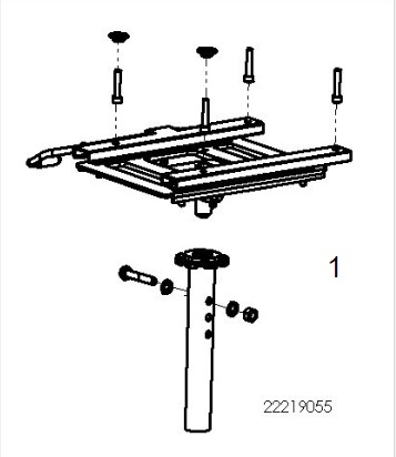 sterling Stoelplaat incl. stoel poot en montage materiaal Sterling S400, S425 en S700 afbeelding