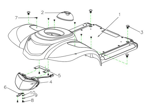 Vermeiren Voorkap / Voetplateau + koplamp Ceres 4 Deluxe