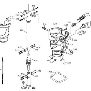 Stuur stang (incl. kruiskoppeling) Nr.4.09-4.20 Galaxy Plus