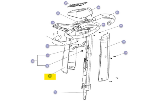 Mezzo 3 Stuurkolomkap kunststof achterzijde zwart Mezzo 3 - Tweedehands
