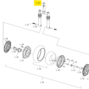 Voorvork compleet, exclusief voorwiel, Entice 3 / Galaxy 3 - Tweedehands