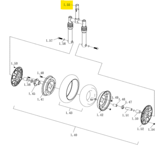 Voorvork compleet, exclusief voorwiel, Entice 3 / Galaxy 3 - Tweedehands