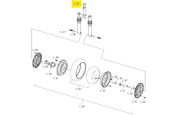 Excel Voorvork compleet, exclusief voorwiel, Entice 3 / Galaxy 3 - Tweedehands