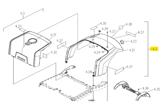 Excel Galaxy II Achterkap compleet, Lightning Blue Galaxy II - Tweedehands