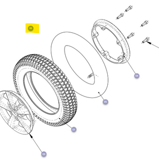 5-spaak wiel achterzijde met luchtband zwart blok Solo TS - Tweedehands