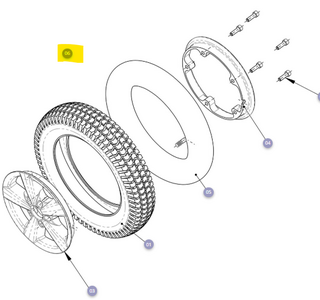5-spaak wiel achterzijde met luchtband zwart blok Solo TS - Tweedehands