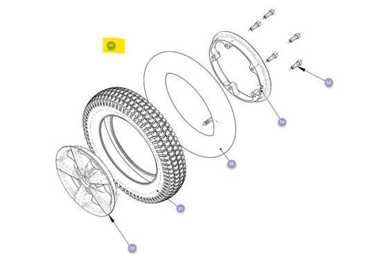 Solo TS 5-spaak wiel achterzijde met luchtband zwart blok Solo TS - Tweedehands