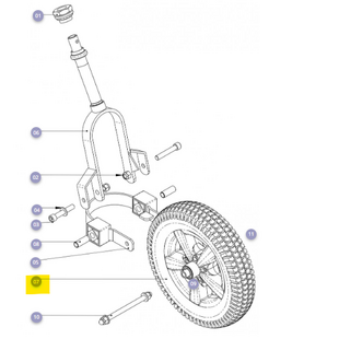 5-spaak wiel voorzijde met luchtband zwart blok Solo TS 3 wiel - Tweedehands