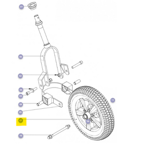 5-spaak wiel voorzijde met luchtband zwart blok Solo TS 3 wiel - Tweedehands