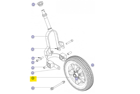 Solo TS 5-spaak wiel voorzijde met luchtband zwart blok Solo TS 3 wiel - Tweedehands
