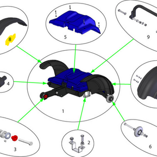 Sterling elite II plus / Elite2: Spatbord achter rechts - Tweedehands