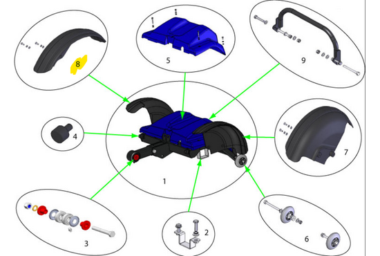 Sterling Elite II Sterling elite II plus / Elite2: Spatbord achter rechts - Tweedehands