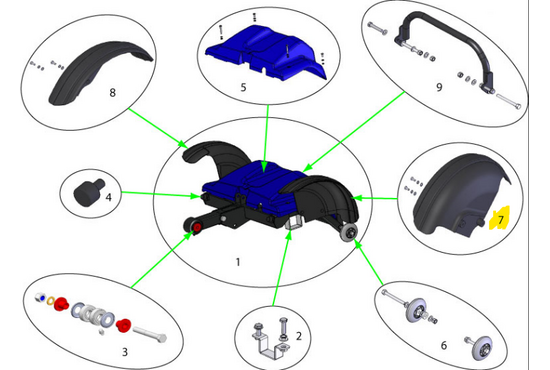 Sterling Elite II Sterling elite II plus / Elite2: Spatbord achter links - Tweedehands