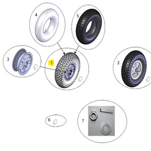 Sterling elite II plus / Elite2: Wiel; Achterwiel compleet 6″ - Tweedehands